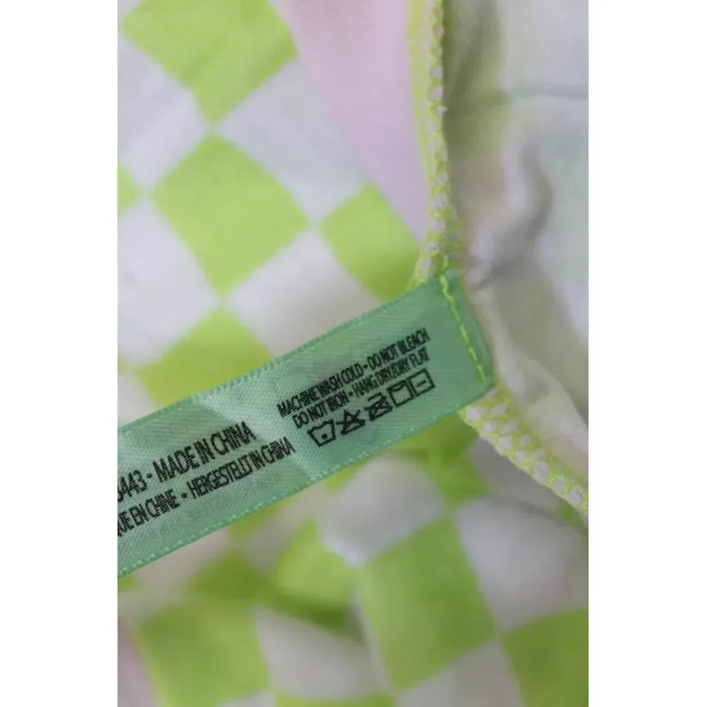 Honeydew Womens Checkered Print Long Sleeve Soft Pajama Set Green Sz XS